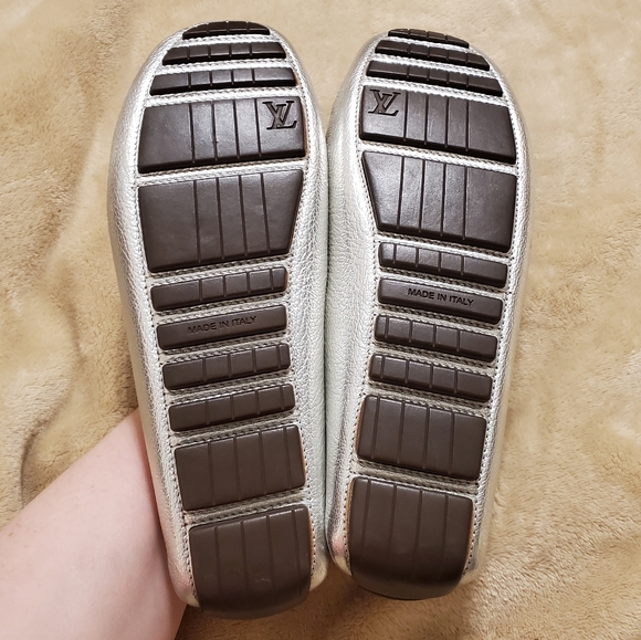 AUTHENTIC Louis Vuitton Silver Studded Driving Loafers EU37.5 PERFECT CONDITION - Picture 12 of 16